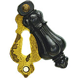 Chidswell wood and brass door knob and escutcheon set
