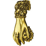 Brass knocker hand with ball