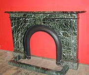 Greeen and white marble antique fireplace surround